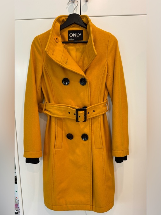 Only Jackets & Blazers - ONLY Mustard Double-Breasted Belted Trench Coat